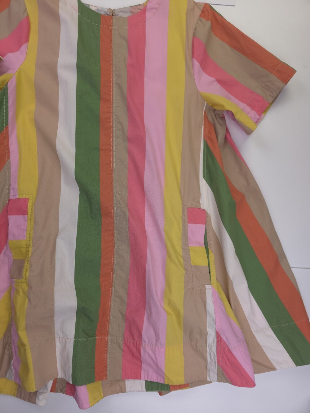 Anthropologie Maeve Multicolor Vertical Stripe Short Sleeve Cotton Tunic Dress M - Picture 3 of 11